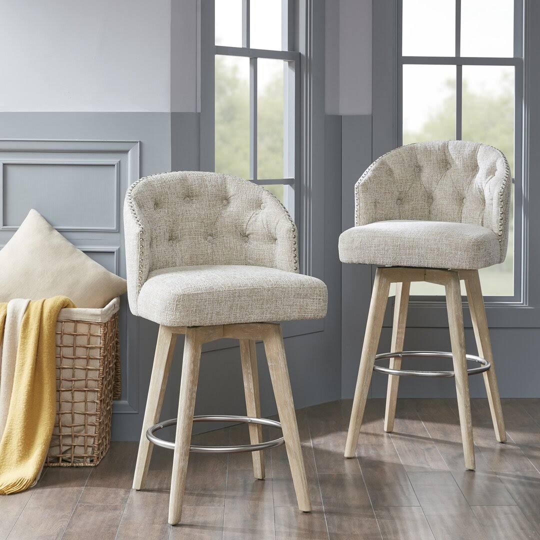 Upholstered 360 Degree Swivel Counter Stool