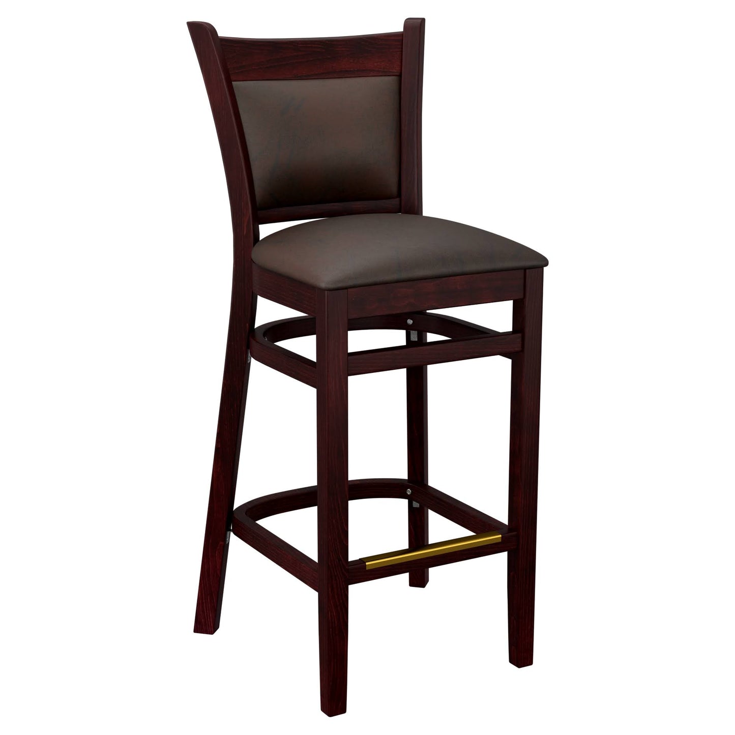 Wood Bar Stool With Padded Back - Commercial Grade Made In America