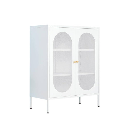 2 Mesh Door Metal Storage Cabinet For Bed Room,Living Room,Home,Hotel,Office,Garage,Kitchen,3-Tier,2 Removable Shelves