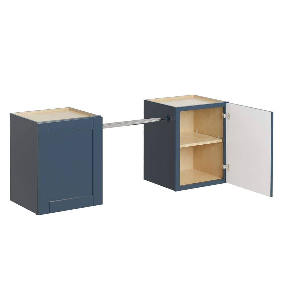 23 In. H X 58 In. W X 12 In. D Plywood Laundry Room Wall Cabinet And Pole Ext 76 In. W/ 2 Shelves