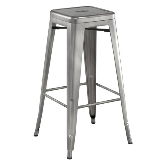 Table & Seating Alloy Series Clear Coat Stackable Metal Indoor Industrial Barstool With Drain Hole Seat