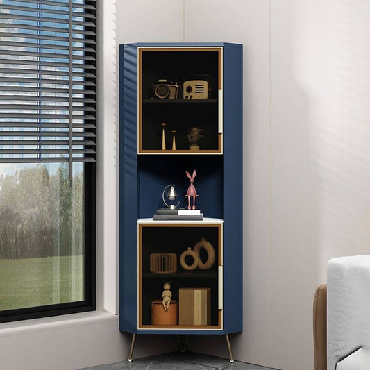 15.74 Wide Wood Corner Accent Cabinet With 2 Door Contemporary Side Cabinet - Blue 15.7l X 15.7w X 59h