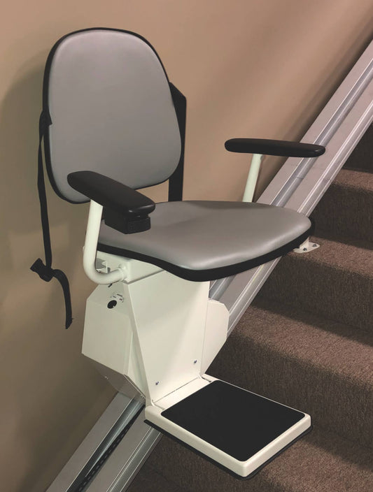 Warranty Stair Lift Right Side From Bottom Looking Up / Gray