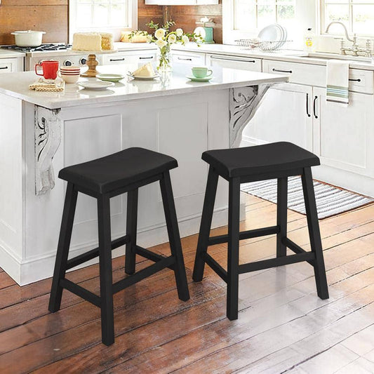 24 Wood Backless Saddle Counter Stool