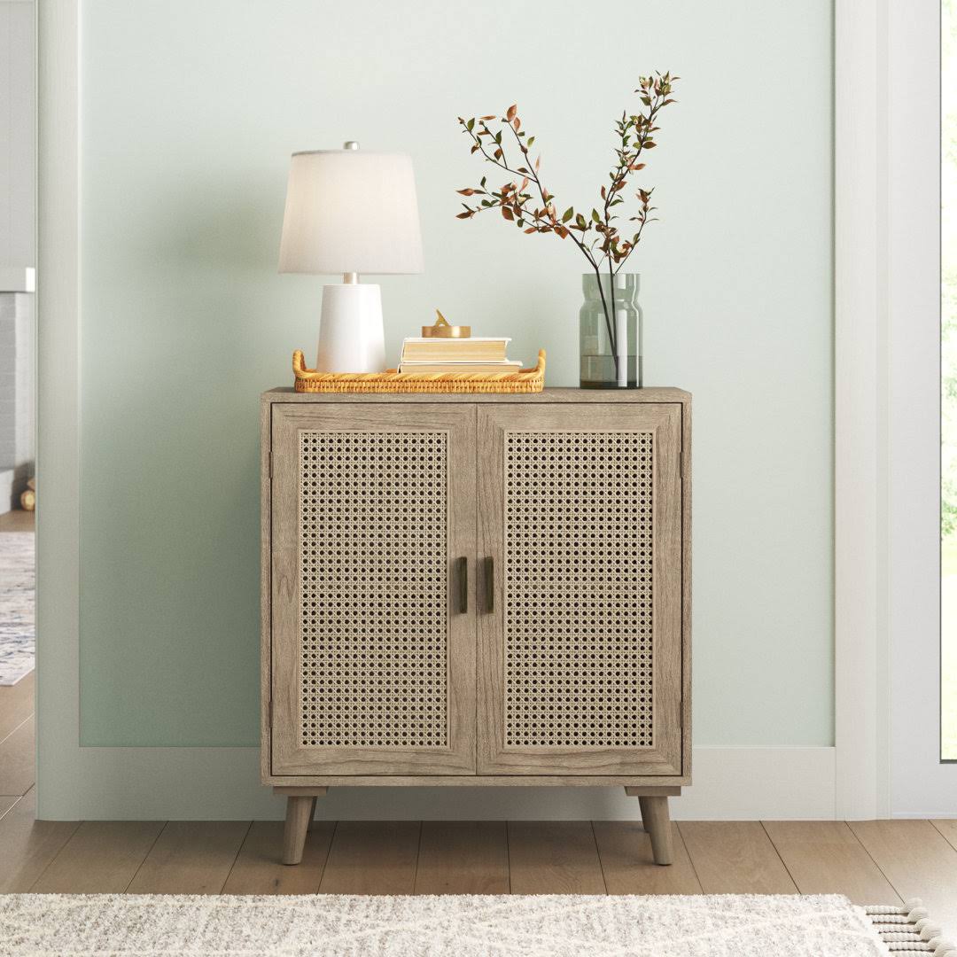 31 Tall 2 Rattan Door Accent Cabinet Sand & Stable