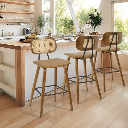 27 Upholstered Rattan Counter & Bar Stool