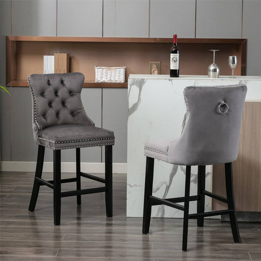 Upholstered Barstools With Button Tufted Bar Stools