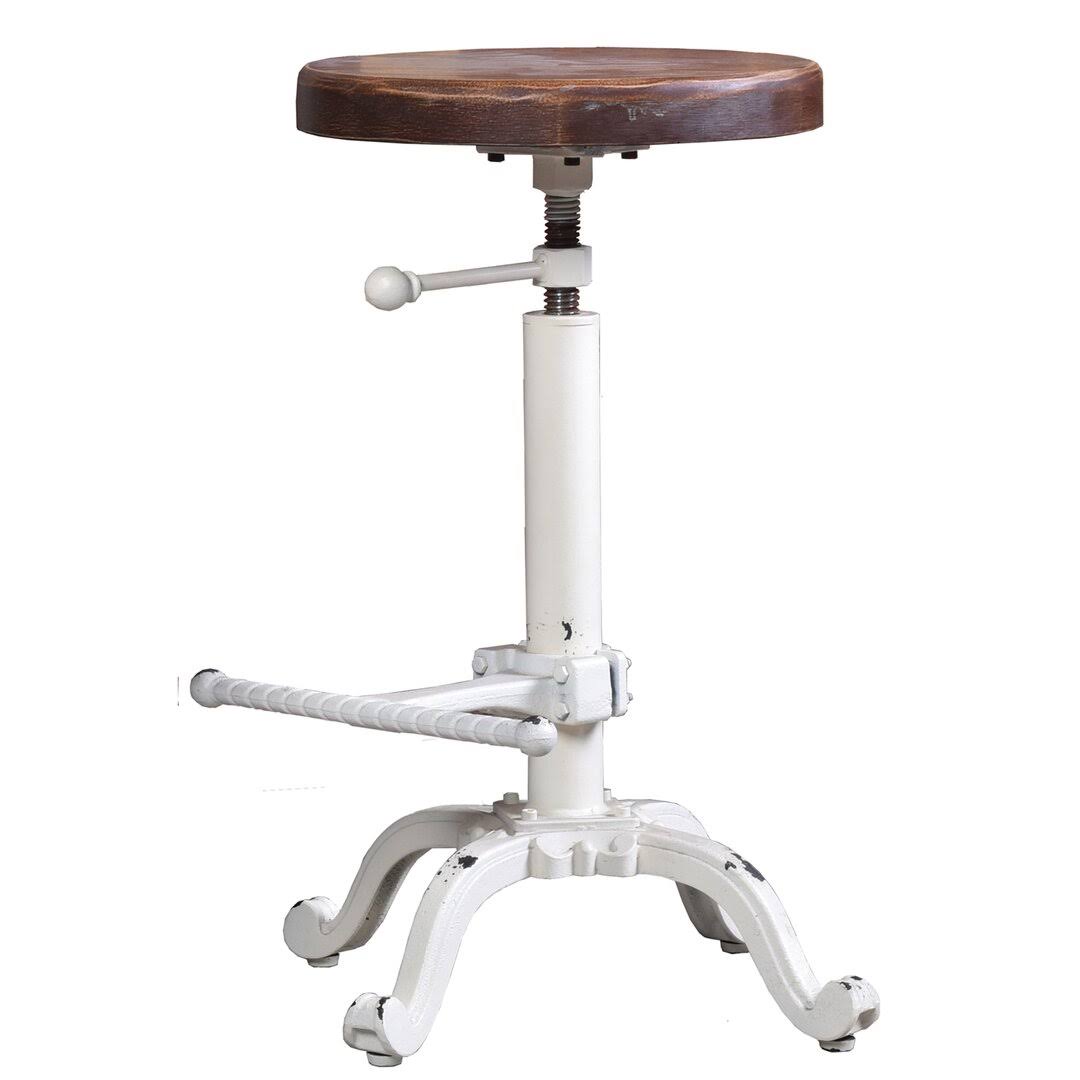 Swivel Solid Wood Adjustable Height Stool  Seat Color/ Frame