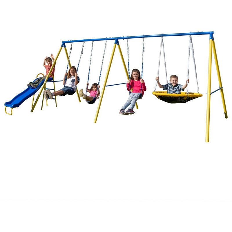 Triple Swing And Saucer Set Blue Dark - Swing Sets/Bounce Houses At Academy Sports