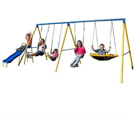 Triple Swing And Saucer Set Blue Dark - Swing Sets/Bounce Houses At Academy Sports