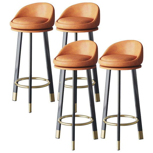 Style Bar-Stool Round Seat Steel Legs Barstool For Restaurant Bar - 4 Piece Set Orange Counter Stool (23.5h) Gold