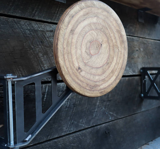 Swing Away Bar Stool With Wooden Seat Round Seat Or Tractor Seat