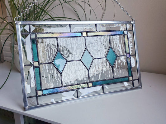 Teal Stained Glass Panel - Home Decor