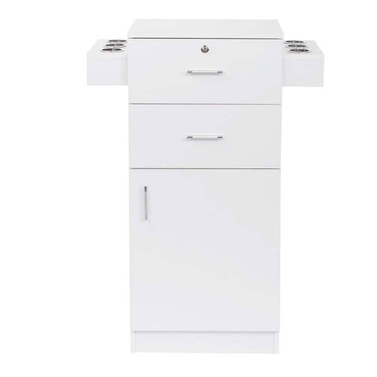 White Salon Storage Cabinet For Hair Stylist