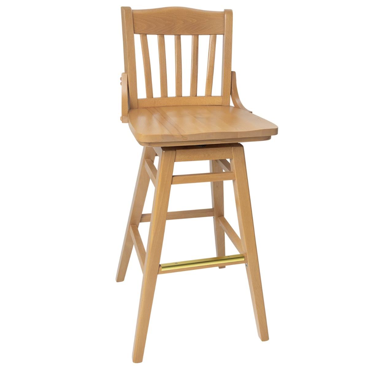 Wood Schoolhouse Restaurant Bar Stool Swivel Seat