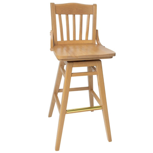 Wood Schoolhouse Restaurant Bar Stool Swivel Seat