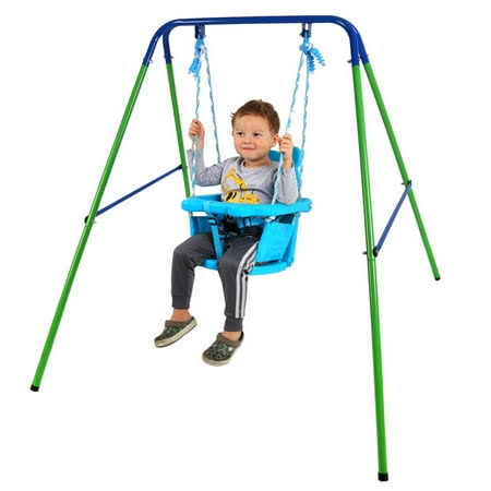 Swing Set Folding Metal Swing Set With Safety Seat For Baby Chirldren Gifts Sturdy Metal Swing Stand Safety Belt Indoor Outdoor Infant Swing