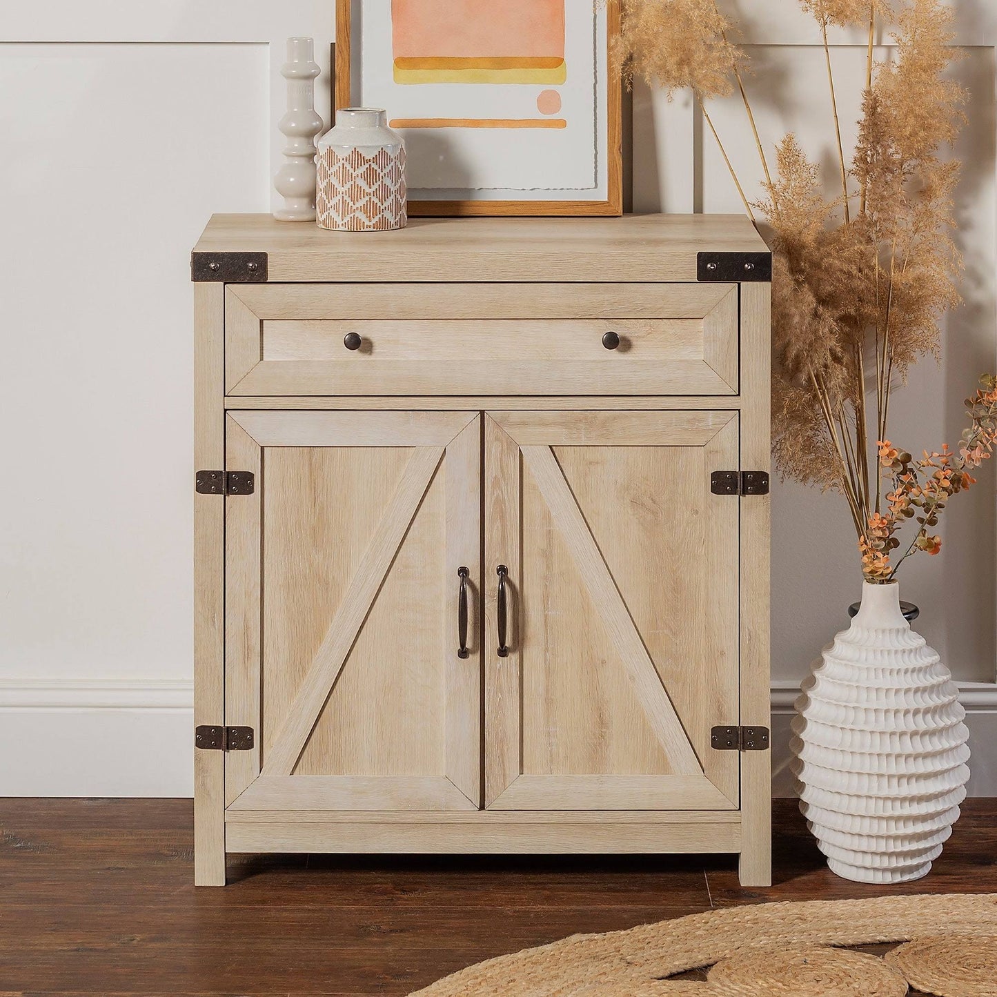 30-Inch Rustic Barn Door Accent Cabinet