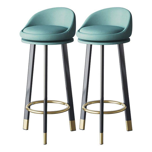 Style Bar-Stool Round Seat Steel Legs Barstool For Restaurant Bar - 2 Piece Set Blue Counter Stool (23.5h) Gold