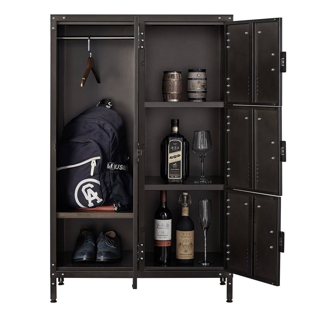 30 Inch Wide Metal Steel Retro Cabinets Storage Locker With 4 Doors And Adjustable Feet Williston Forge