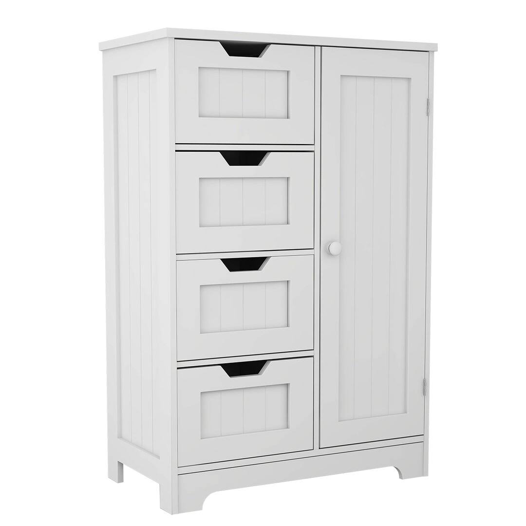 ® Bathroom Floor Cabinet Freestanding Storage Organizer Cabinet Drawers And 1 Door