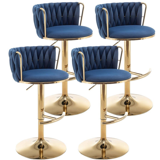 Velvet Bar Stools Set Of 4 Counter Height Bar Stools With Low Back