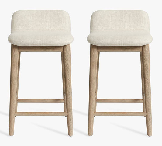 Zoe Counter Stool Gray Wash/Basketweave Slub Oatmeal