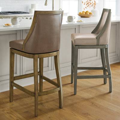 Swivel Bar & Counter Stool - Gray Wash/Marbled Doe Bonded Leather/Counter Height, Gray Wash, Counter Height (26-1/2h Seat) - Grandin Road