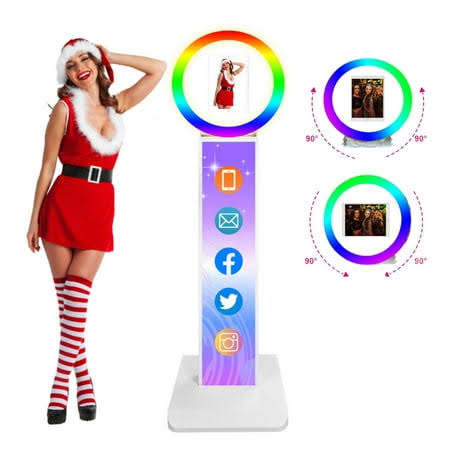 12.9 Inch Ipad Photo Booth Selfie Machine Shell Adjustable Stand Photobooth With Rgb Colorful Light For Wedding Christmas Partys Events