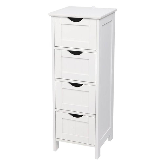 4 Drawers Free Standing Bathroom Storage Cabinet - White