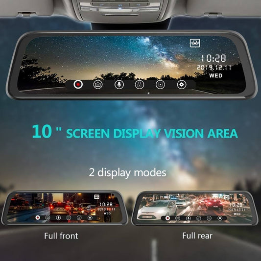 10 Touch Screen Mirror Driving Recorder With 1920x1080p Resolution - Front & Rear Cameras For Maximum Safety,Temu