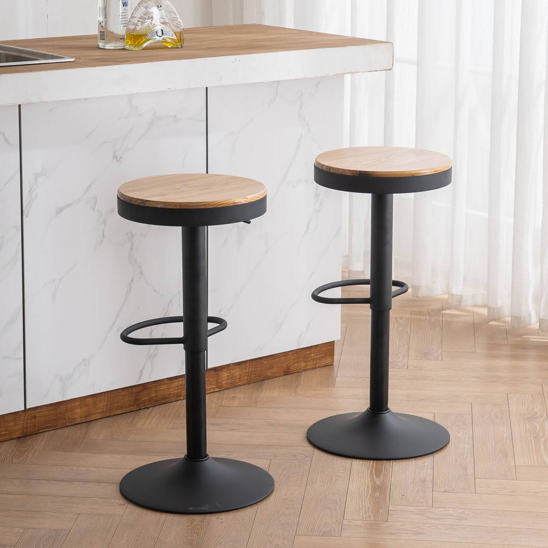 Swivel Solid Wood Adjustable Height Bar Stools Counter Stools For Kitchen Island 17 Stories