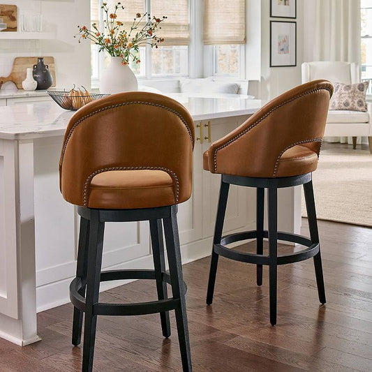 Swivel Bar & Counter Stool - Counter Height (24 Seat), Black Walnut/Marbled Toffee/Counter Height - Grandin Road