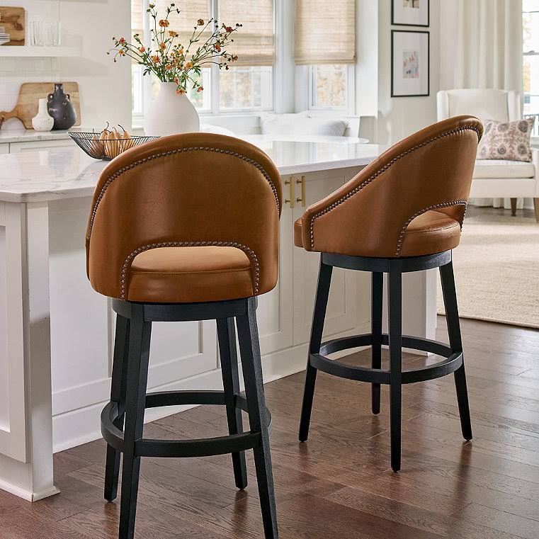 Swivel Bar & Counter Stool - Counter Height (24 Seat), Black Walnut/Marbled Bone/Counter Height - Grandin Road