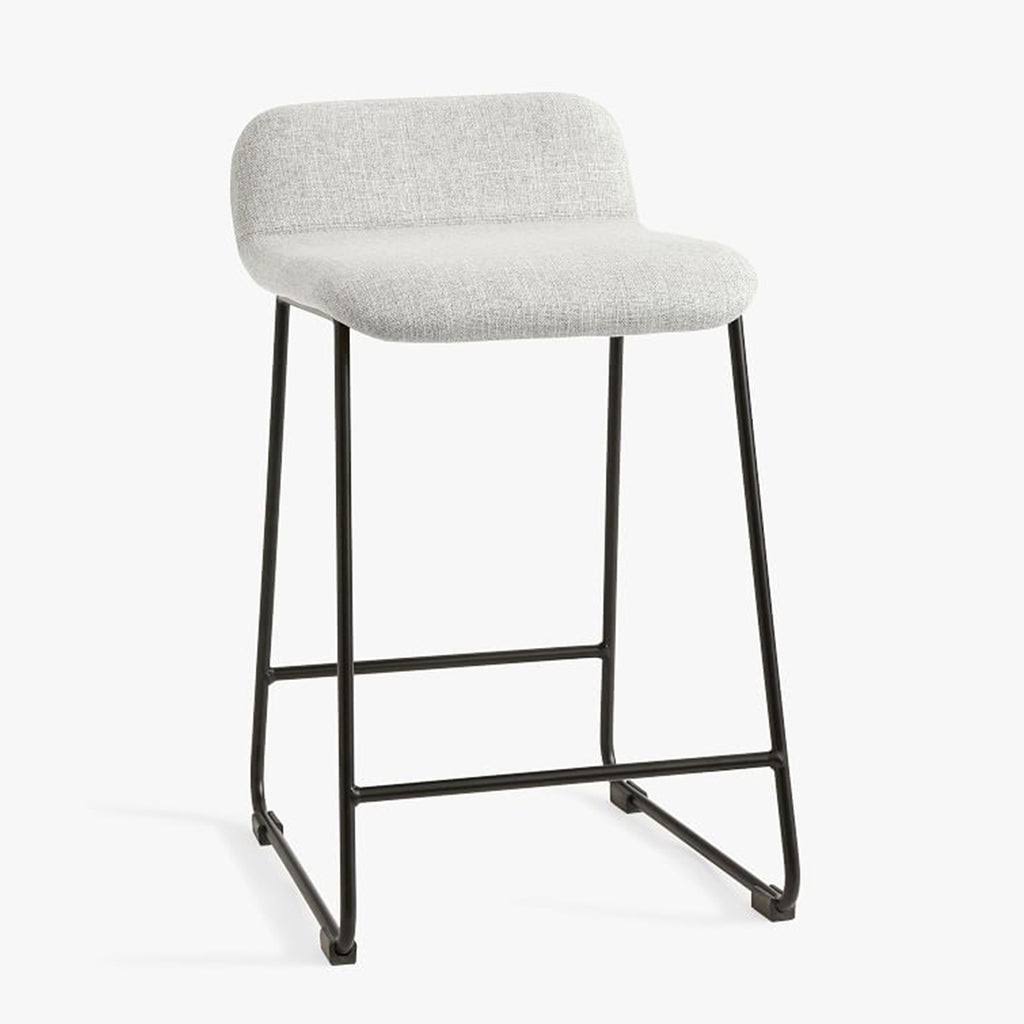 Zoe Counter Stool Black Metal Legs/Basketweave Slub Ash