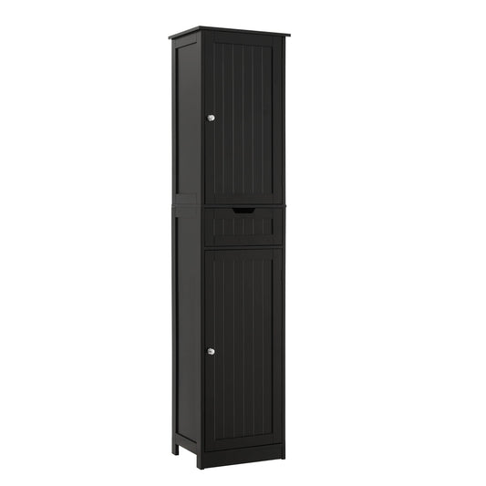 Tall Bathroom Cabinet, Storage Cabinet With 2 Doors, Narrow Floor Storage Cabinet With Adjustable Shelves For Bathroom, Living Room, Black