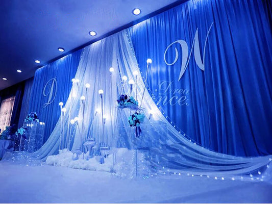 20x10ft Luxury Wedding Stage Silk Backdrop Background Curtains With Beauty Yarn Gauze Decoration