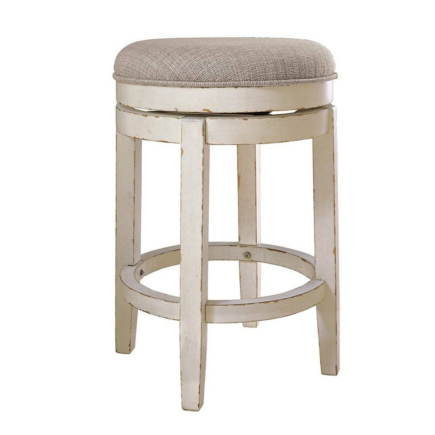 Swivel Backless Barstool With Fabric Cushioned Seat