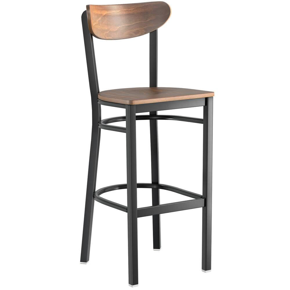 Table & Seating Boomerang Bar Height Black Chair With Vintage Wood Seat And Back