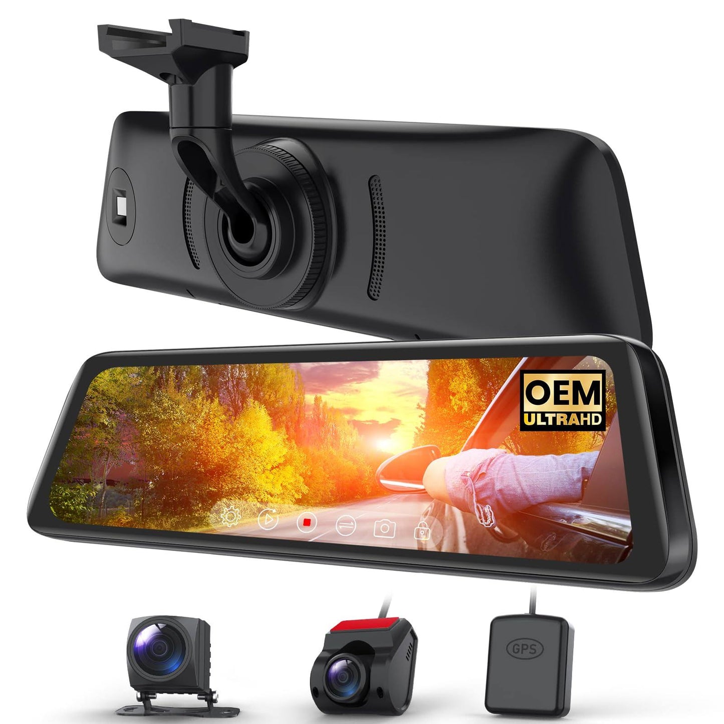 T9pro Oem Rear View Mirror Camera With Detached Front Lens, 9.35 Full Laminated Touch Screen Mirror Dash Cam Front And Rear With No Glare,