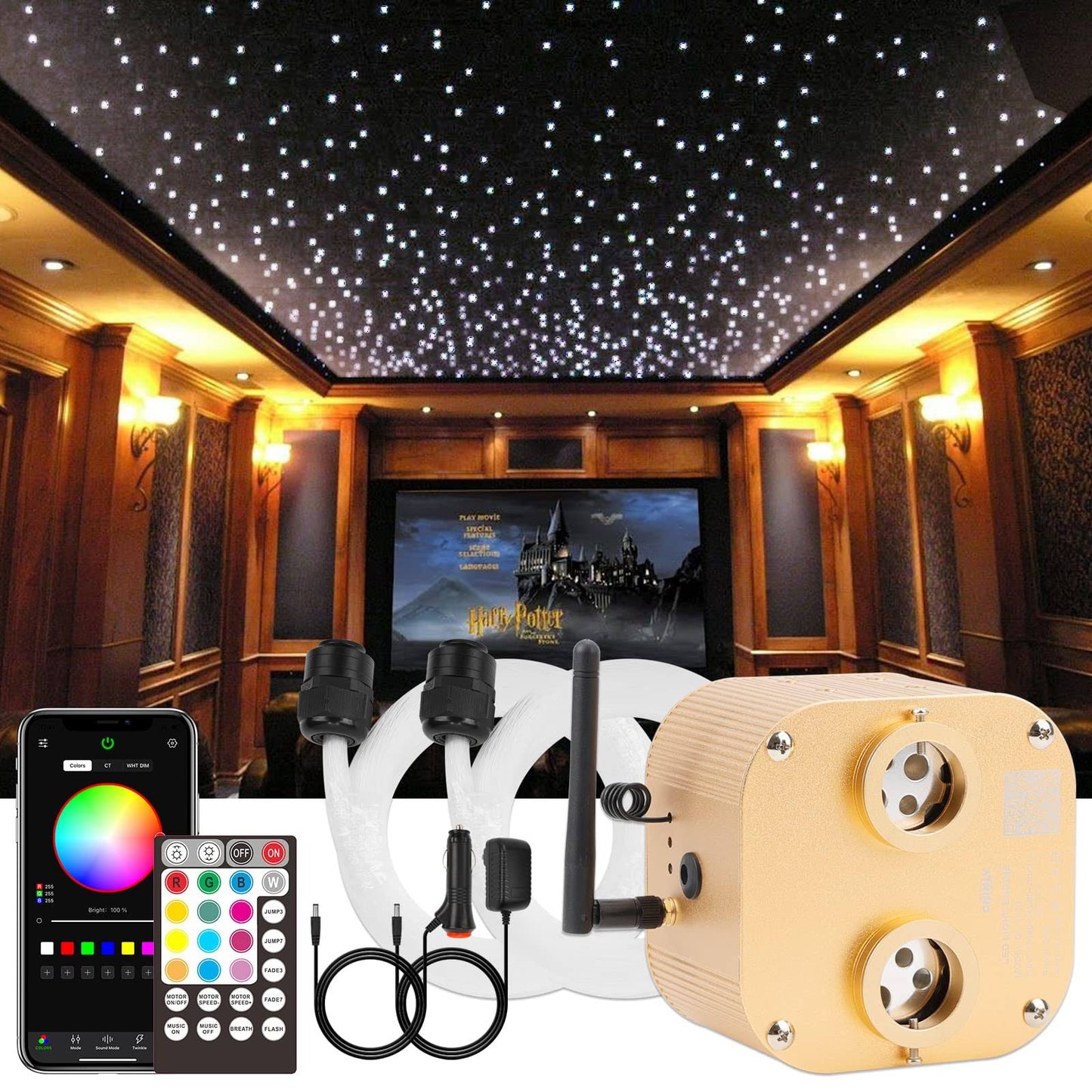 20w Twinkle 800pcs 13.1ft 0.03in Starlight Headliner Fiber Optic Lights Kit