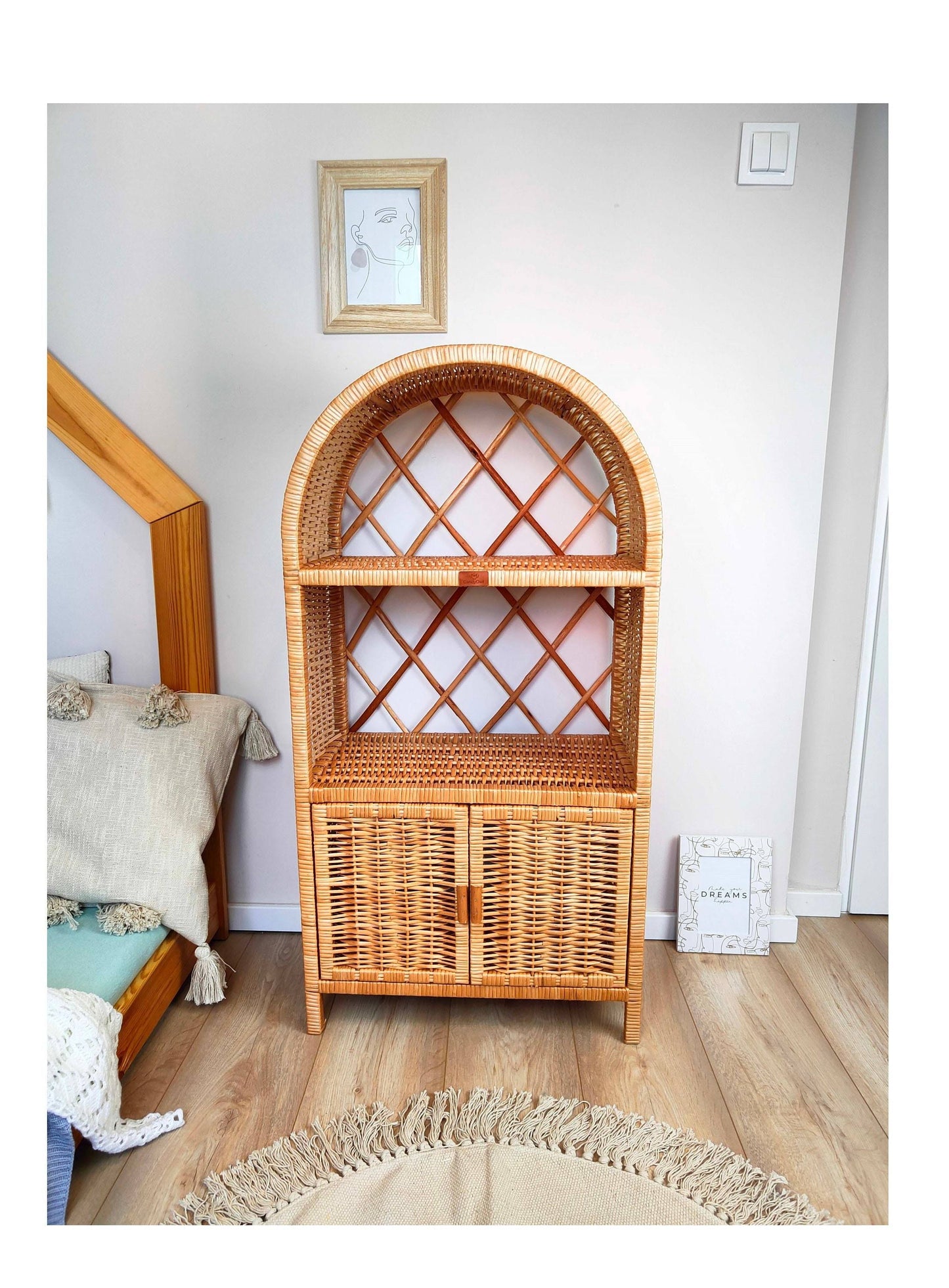 Wicker Cabinet / Cupboard With Doors In A Natural Color. Unpainted!