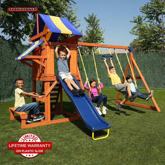 Sunnyslope Wooden Swing Set With Play Fort