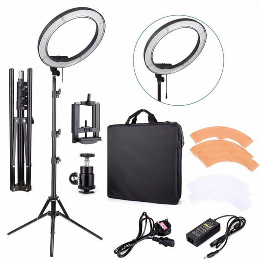 18-Inch Ring Light, 55w Dimmable 5500k Light With 240 Leds Color Filter, Soft Tube And Carrying Bag For Youtube