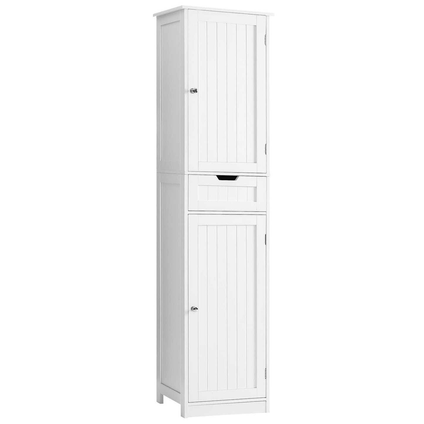 Tall Bathroom Storage Cabinet With 2 Doors & 1 Drawer, Freestanding Linen Cabinet With Adjustable Shelves, Bathroom Floor Cabinet For Bathroom