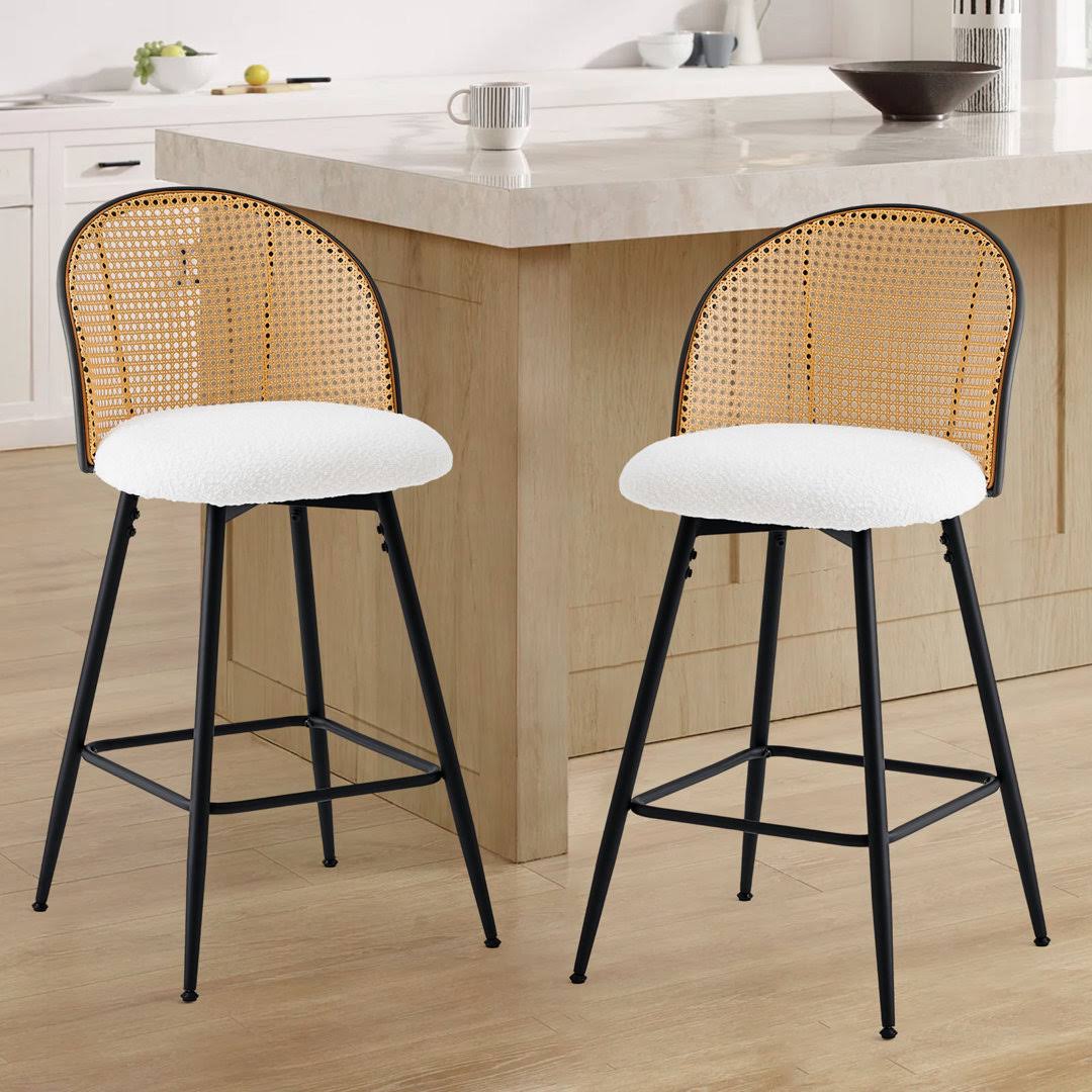 Swivel Boucle Upholstered Counter & Bar Stool  Upholstery