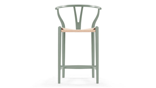 Style Counter Stool Inspired By Hans Wegner, Green, Seat Height: 25.5