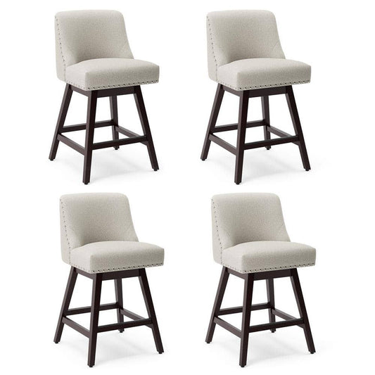 26 In. Wood 360 Free Swivel Upholstered Bar Stool With Back