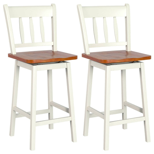 24.5 Inches Set Of 2 Swivel Bar Stools With 360 Swiveling