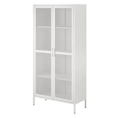 Tall 2 Door Storage Cabinet-Mesh Metal Locker Wade Logan